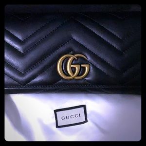 Gucci Black Marmont Long Quilted Leather Wallet